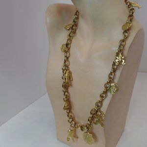 Stamped MOV on Several Charms. Bold Goldtone Toggle Closure Necklace 20.5"